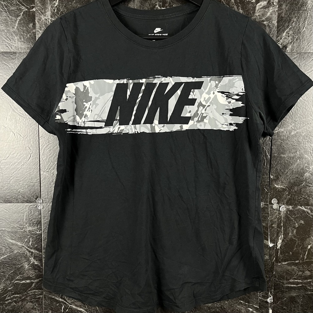 Nike Women's Black Camo Running Graphic Shirt Medium